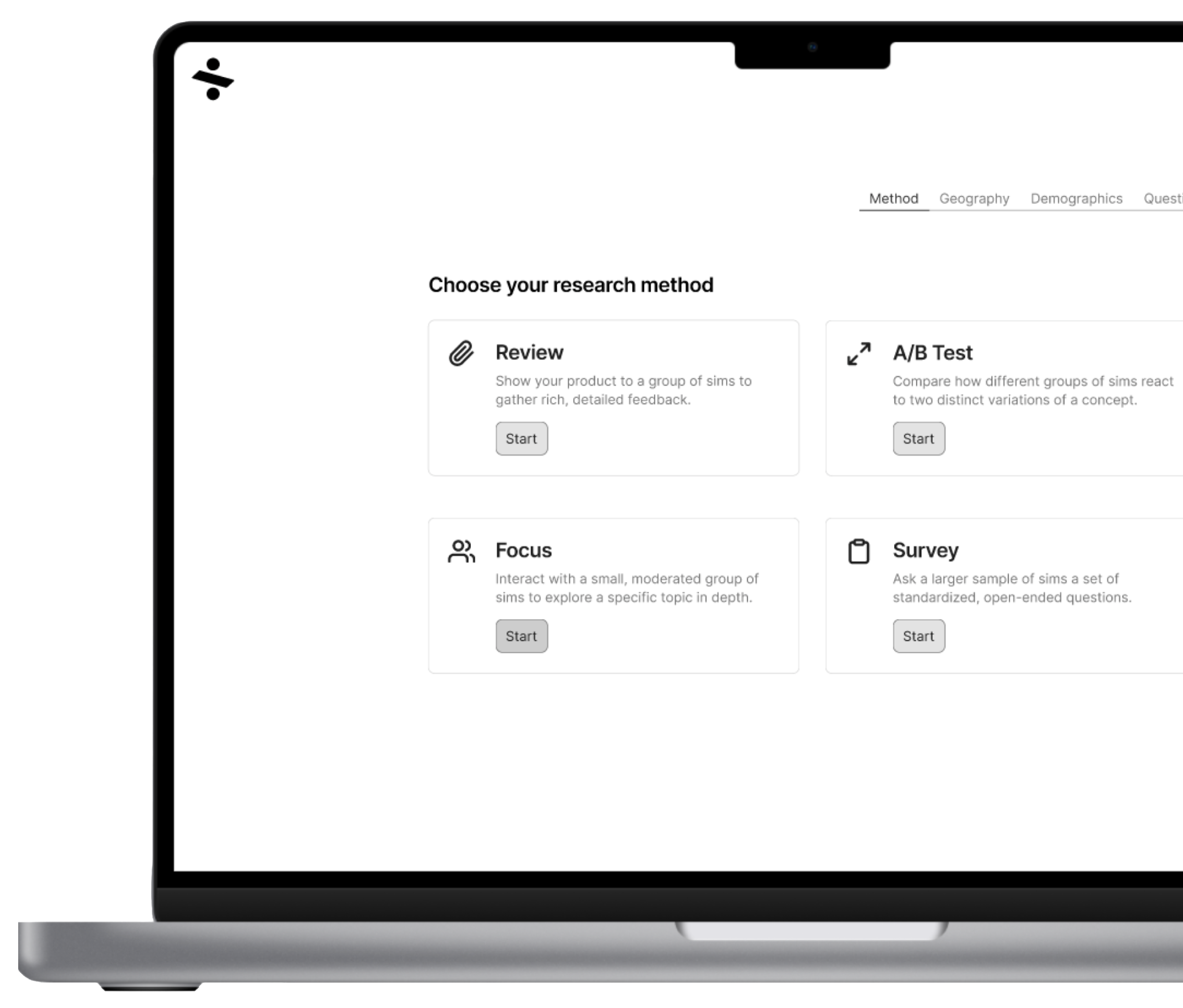 SimAI product interface shown on a laptop